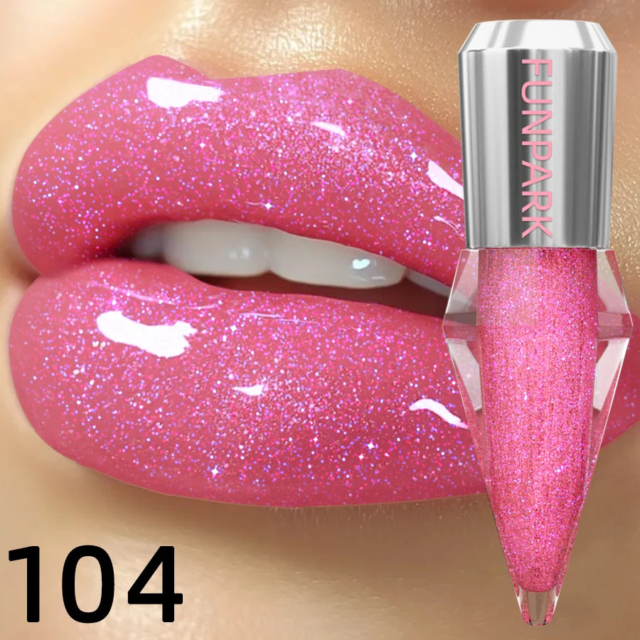 8 Glitter Shimmer Lip Gloss Moisturizing Tinted Fuller Effect Diamond Qme 104