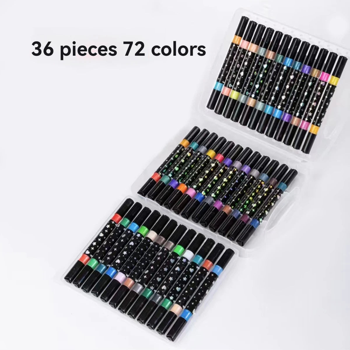 24/48/72/96 Colors Dual Brush Tip Glitter Art Markers Metallic Paint Marker Pens DIY Crafts Birthday Cards, Making Poster, Album Qme 36 Pcs-72 colors