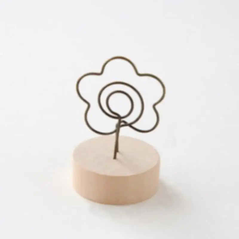 Mini Wooden Base Metal Photo Holders Creative Design Decor Photos Qme G