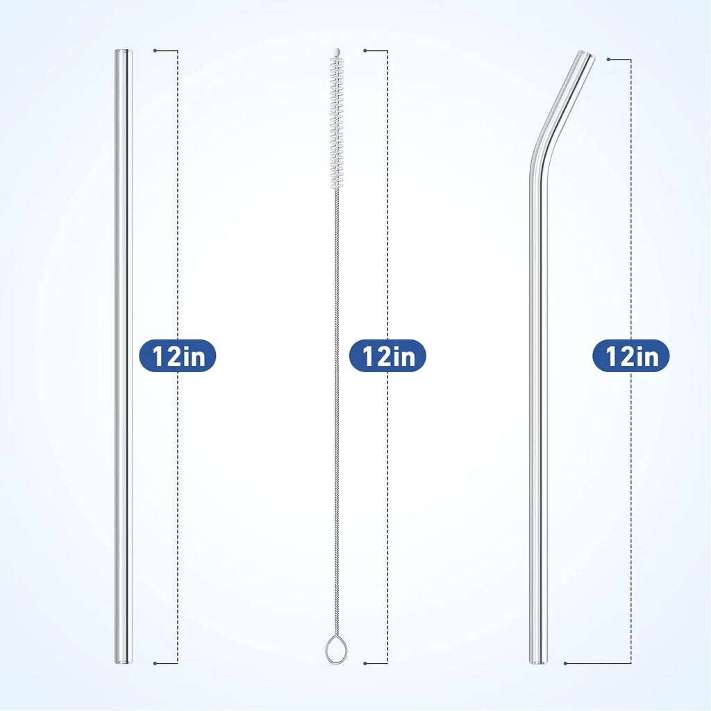 Reusable Clear Glass Straws Cleaning Brush Stanley Cup Replacement Qme