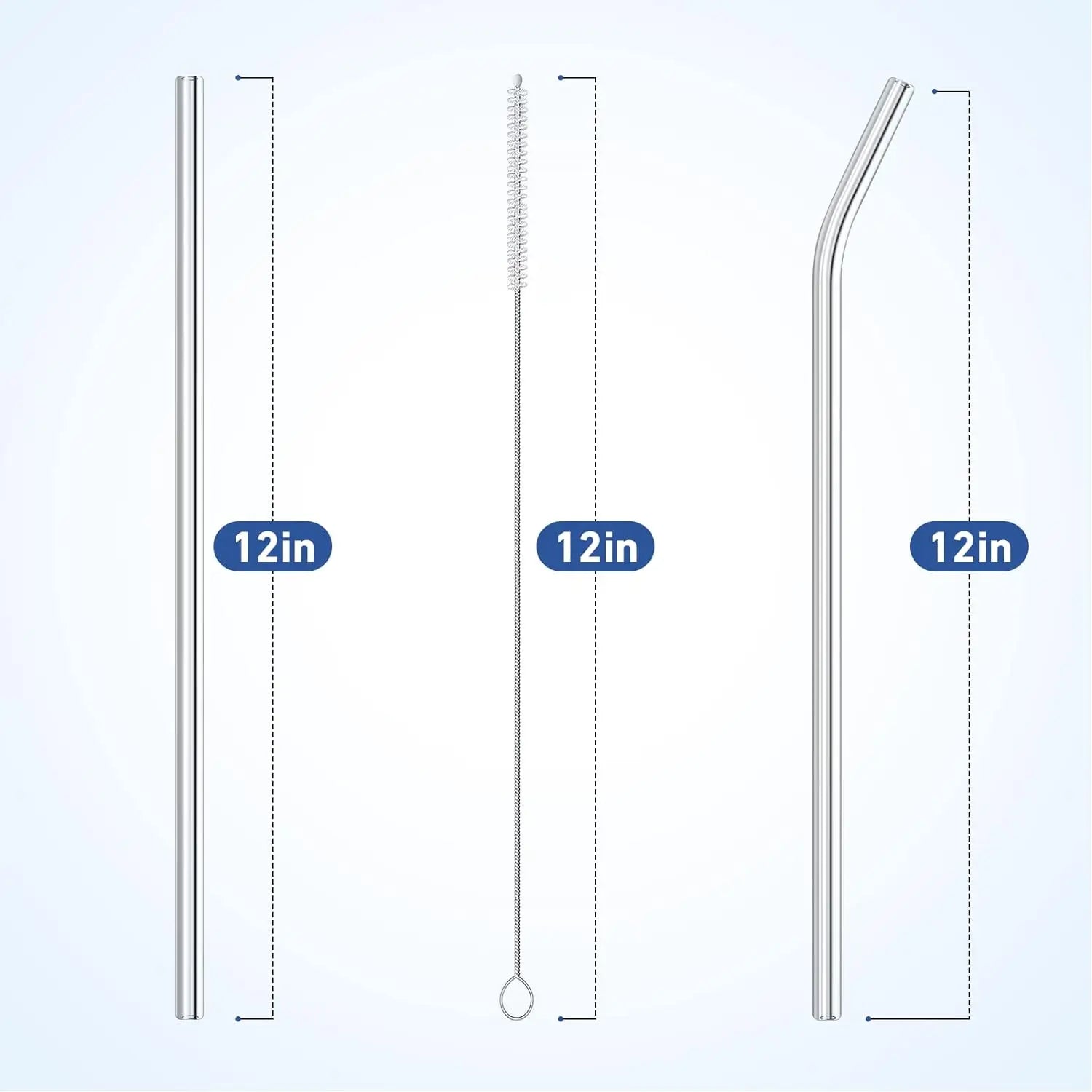 Reusable Clear Glass Straws Cleaning Brush Stanley Cup Replacement Qme