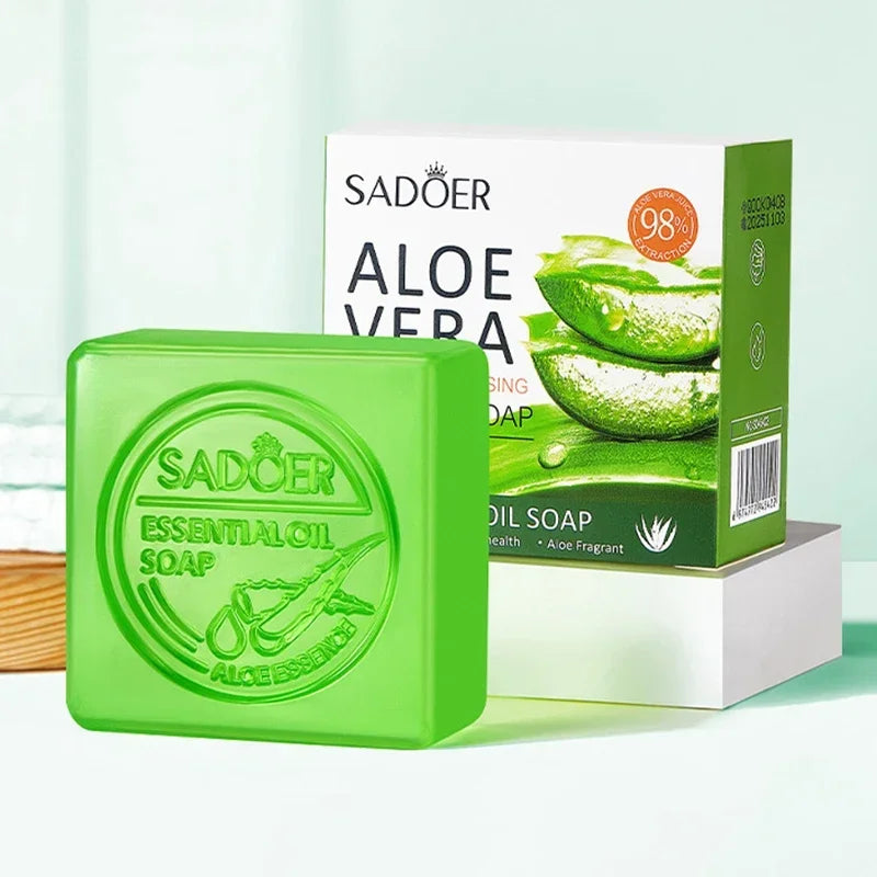SADOER Aloe Facial Soap Face Wash Foam Facial Cleanser Moisturizing Firming Hydrating Oil Control Body Bathing Handmade Soap Qme