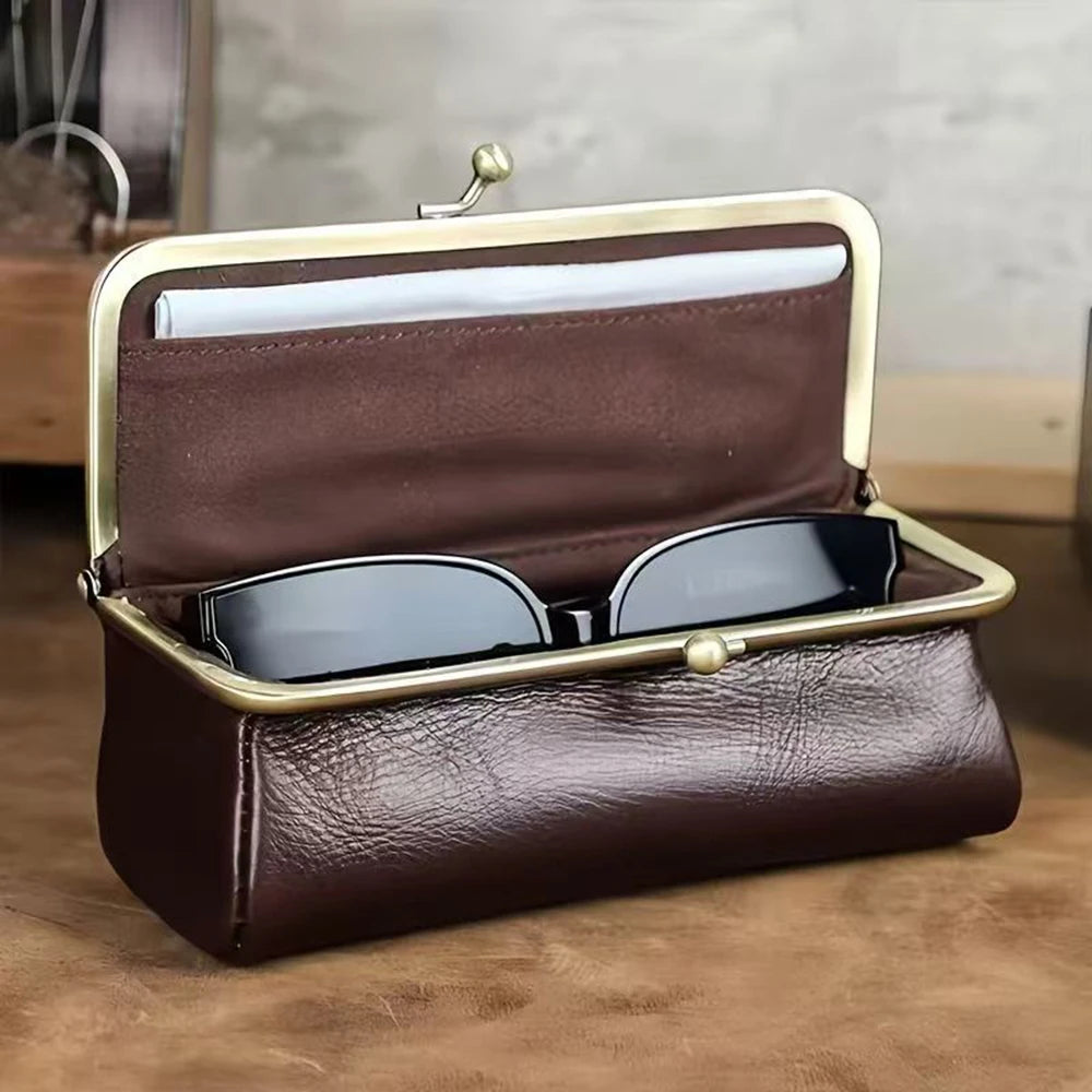 Fashion Genuine Leather Eye Glasses Bag for Eyeglass High Quality Handmade Glasses Case Box Sunglasses Protector Pouch Qme