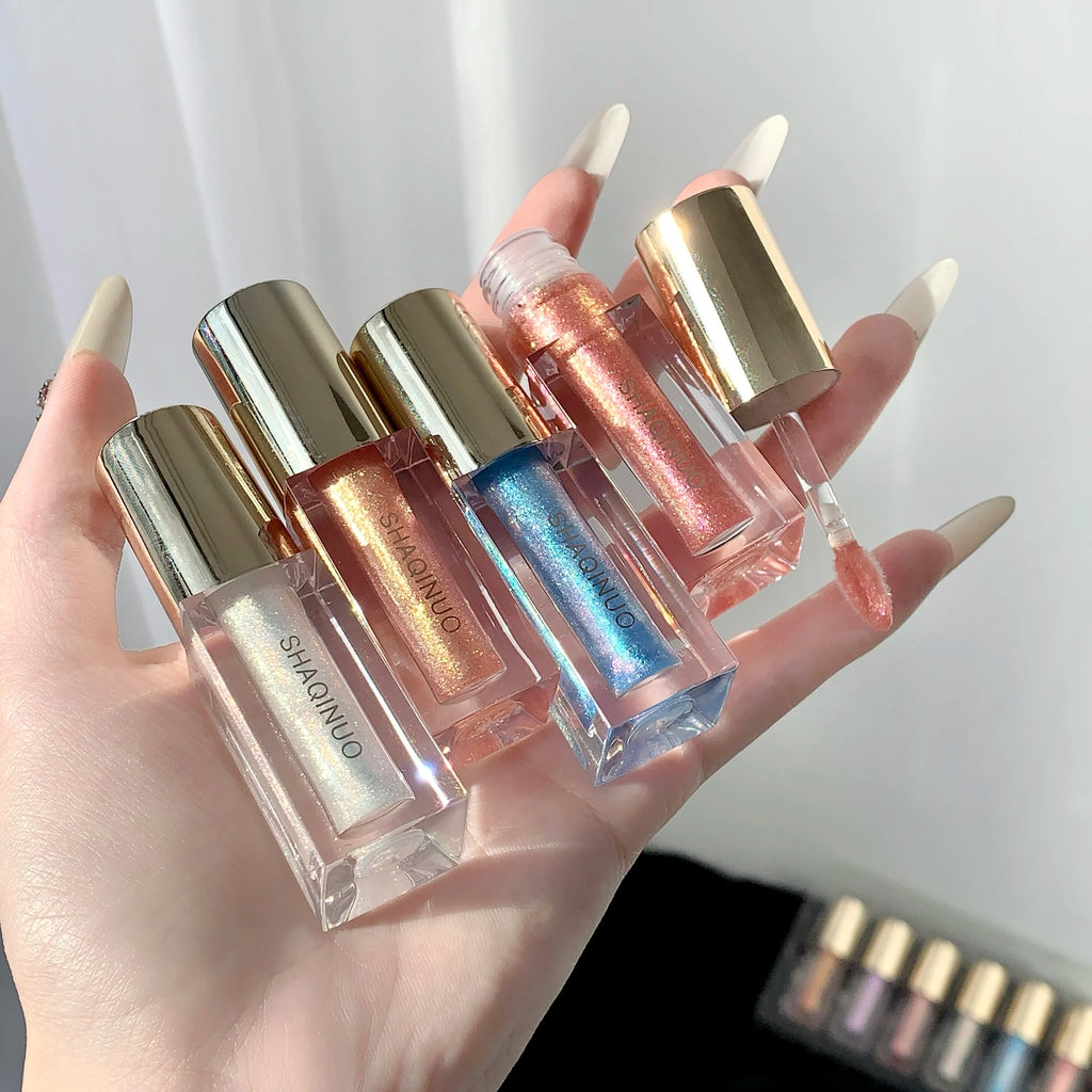 SHAQINUO Glittering Mirror Lip Glaze Watery Shimmering Light Gloss Qme