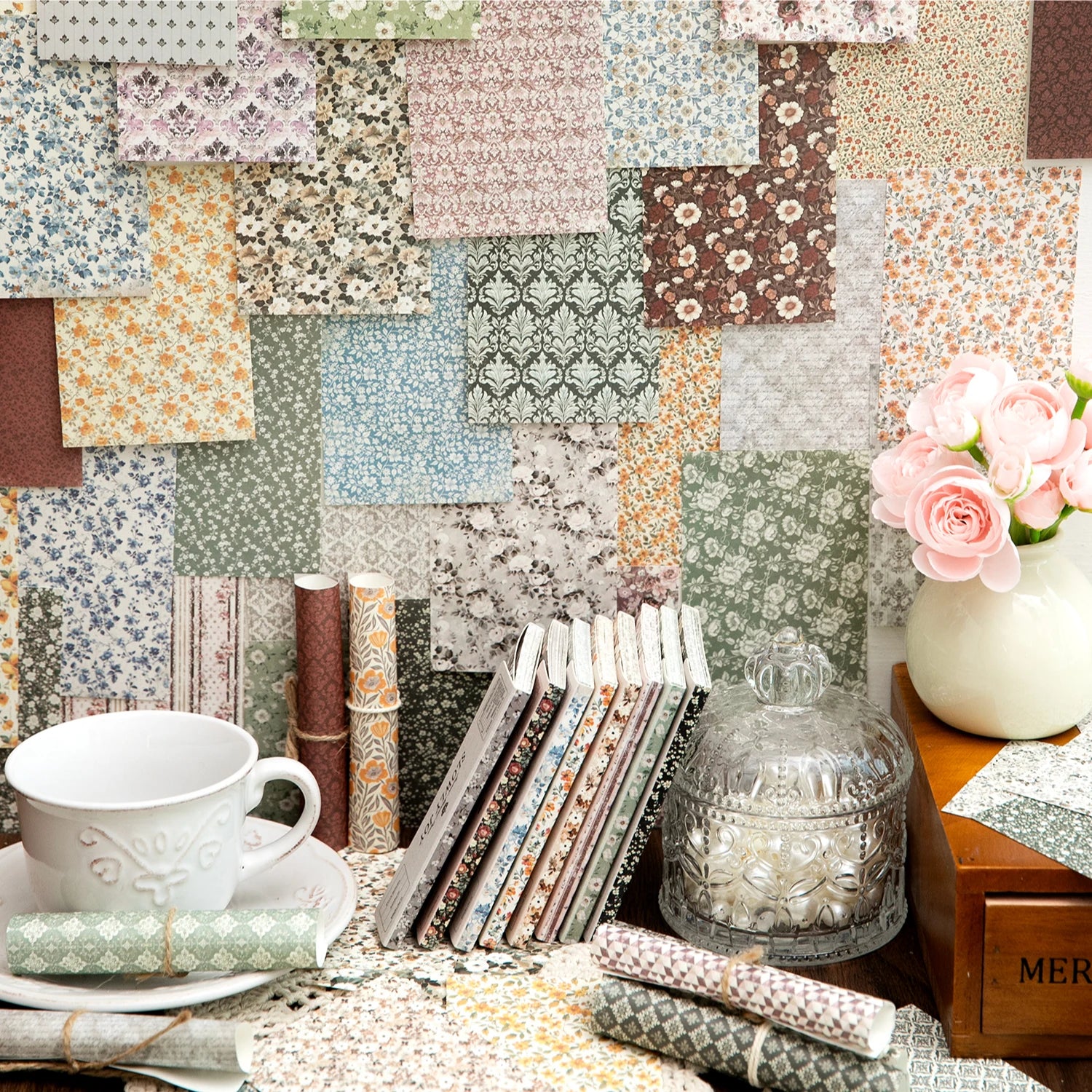 40 pcs Gauze Background Decor Scrapbook Vintage Materials Paper Combo Kit DIY Junk Journal Collage Photo Album Retro Stationery Qme