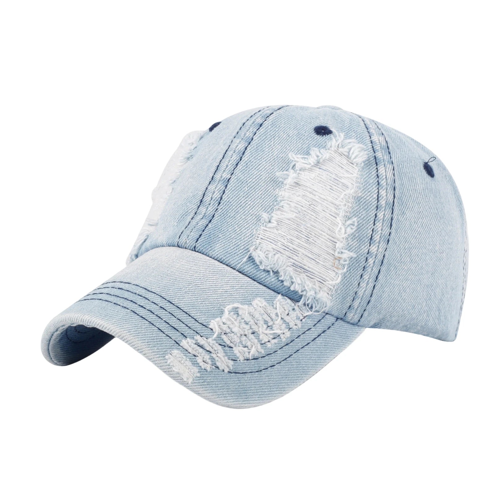 Chic Streetwear Baseball Cap Hole Breaking Vintage Visor Casual and Versatile Caps Fashionable Hats for Men and Women Qme
