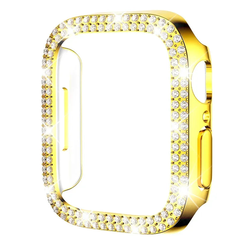 Diamond Case For Apple Watch Cover 9 8 7 41mm 45mm 44mm 40mm Bling Bumper Protector Shell For iWatch Series 8 3 4 5 6 SE Qme