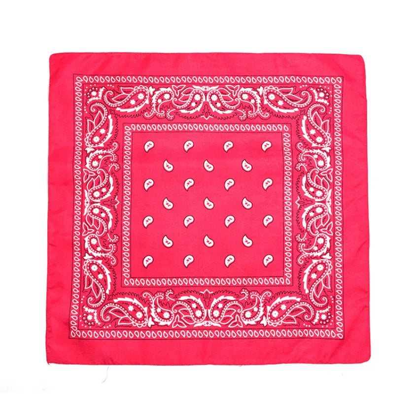 Fashion Hip Hop Bandana Kerchief Unisex Black Hair Band Neck Scarf Qme Rose Red 55CM-55CM