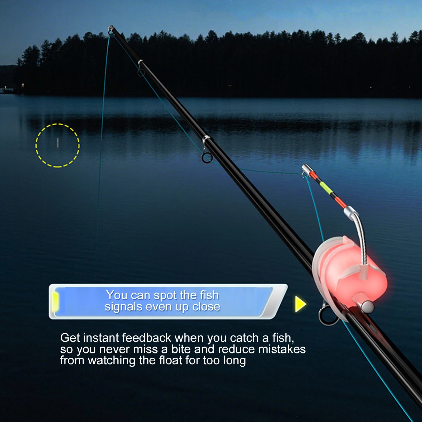 1-3PCS Night Fishing Float Bites Alarm with LED Light & Sound High Sensitivity Rod Tip Detection Bites Alerts Fishing Accessory Qme