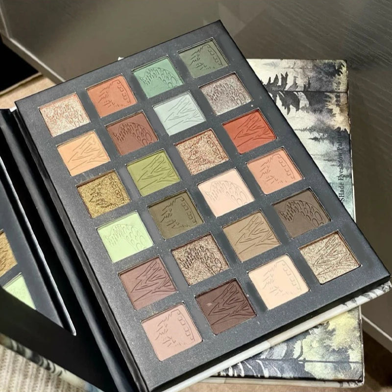 24 Color Eyeshadow Palette, Cold Brown Neutral Glitter Sparkle, Matte Shimmer Finish for Natural Smoky Eye Looks, Lasting Makeup Qme