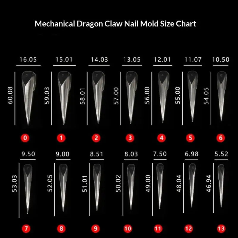 Box Mechanical Dragon Claw Nail Forms Poly Extension Gel Molds Qme