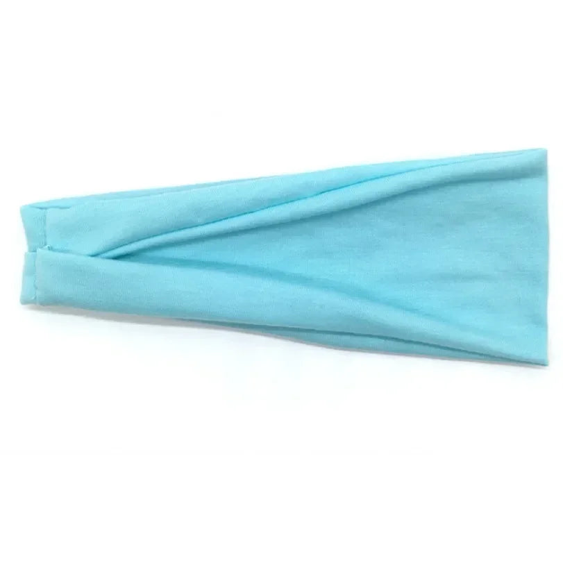 Women Headband Twist Cotton Sport Wide Turban Twisted Knotted Qme Cyan 10cm-22cm