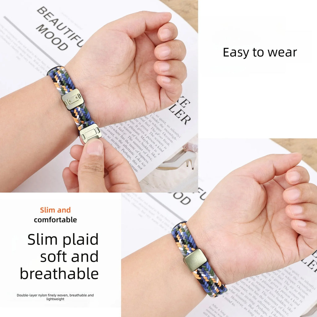 Breathable Elastic Nylon Braided Magnetic Watch Strap Adjustable Replacement Wristband For Xiaomi Watch 8 9 10 Accessory Qme