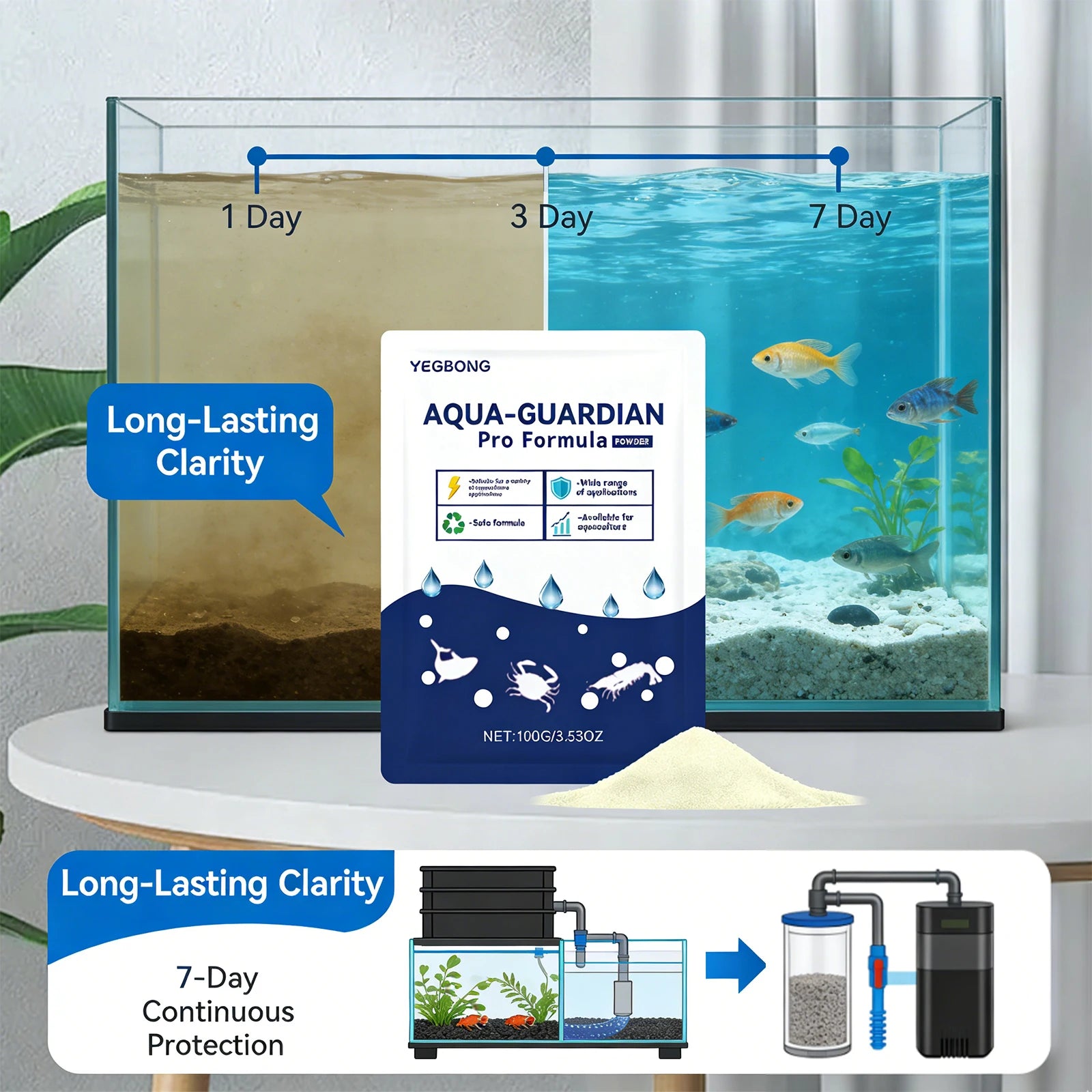 Fish Tank Water Purification Powder Quickly Purify Water Quality Restoring Clarity Widely Applicable Water Clarification Powder Qme