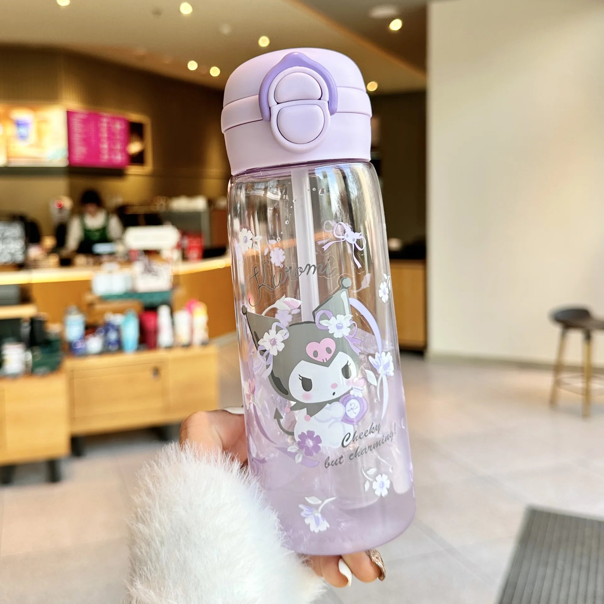 Hello Kitty Kuromi High-Quality Plastic Cup Convenient Carry-Handle Direct-Drink Cup Student & Casual Water Cup Water Bottle Qme 8
