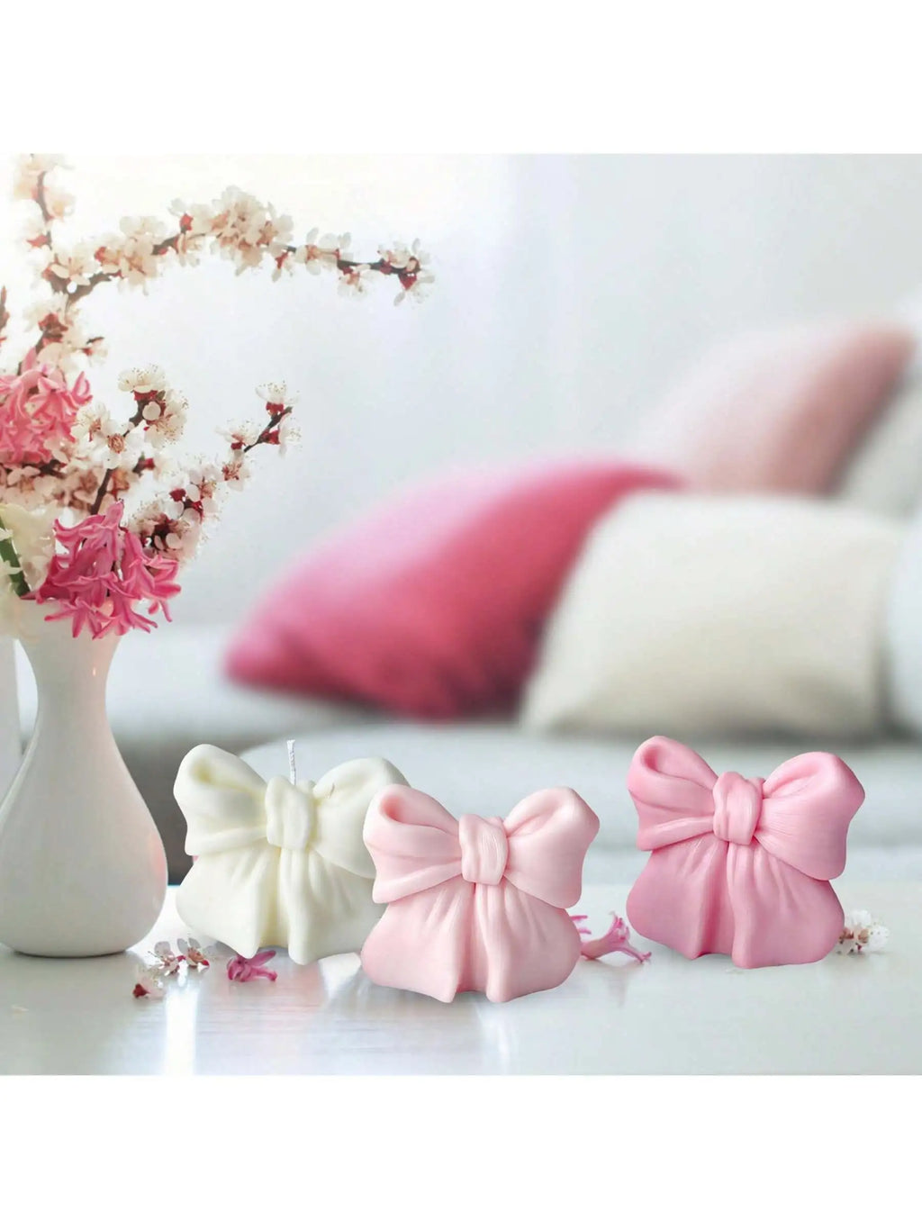 Bow Scented Candle 3D Design Long-lasting Fragrance Suitable Home Qme