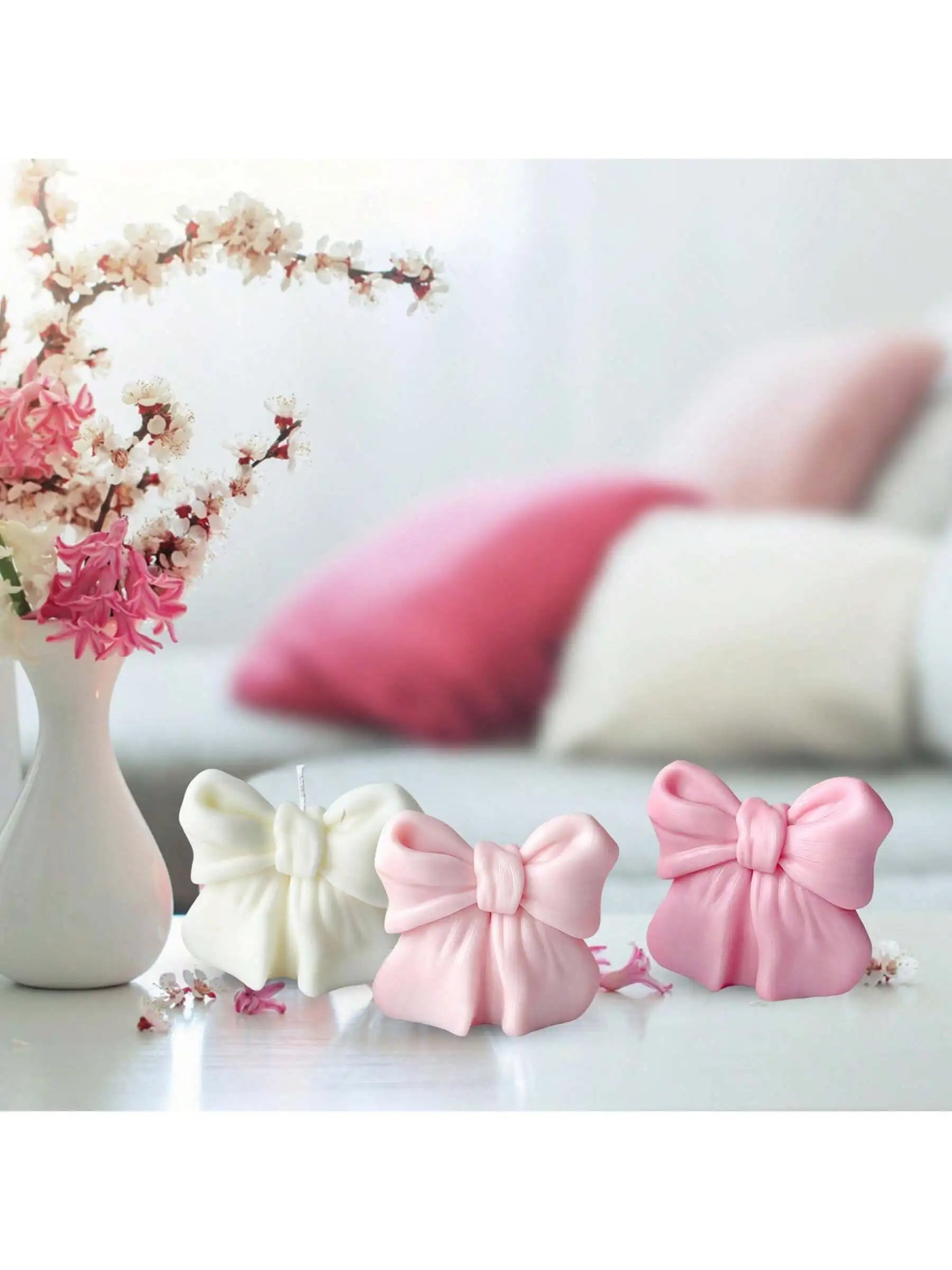 Bow Scented Candle 3D Design Long-lasting Fragrance Suitable Home Qme