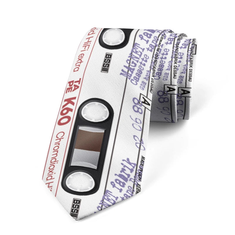 Interesting Old-fashioned Cassette Music Tape Tie Design Irregular Qme style6