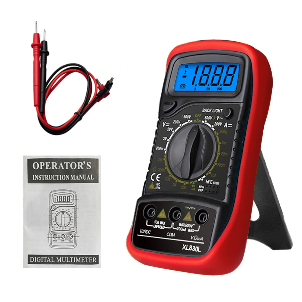 XL830L Handheld Digital Multimeter LCD Backlight Portable AC DC Qme XL830L-red