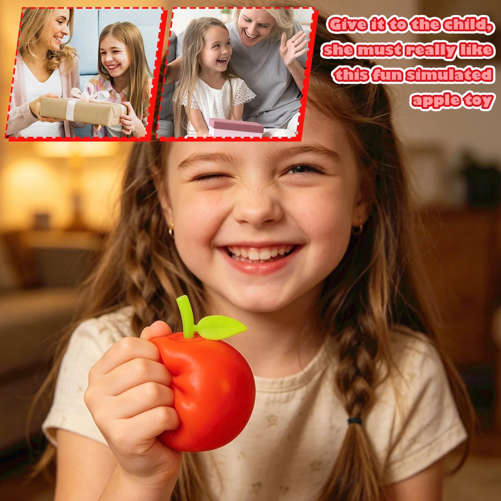 Fake Red Apple Toy for Stress Relief New Fun Daily Work Fidget Toy Holiday Party DIY Decoration Fun Gift Qme