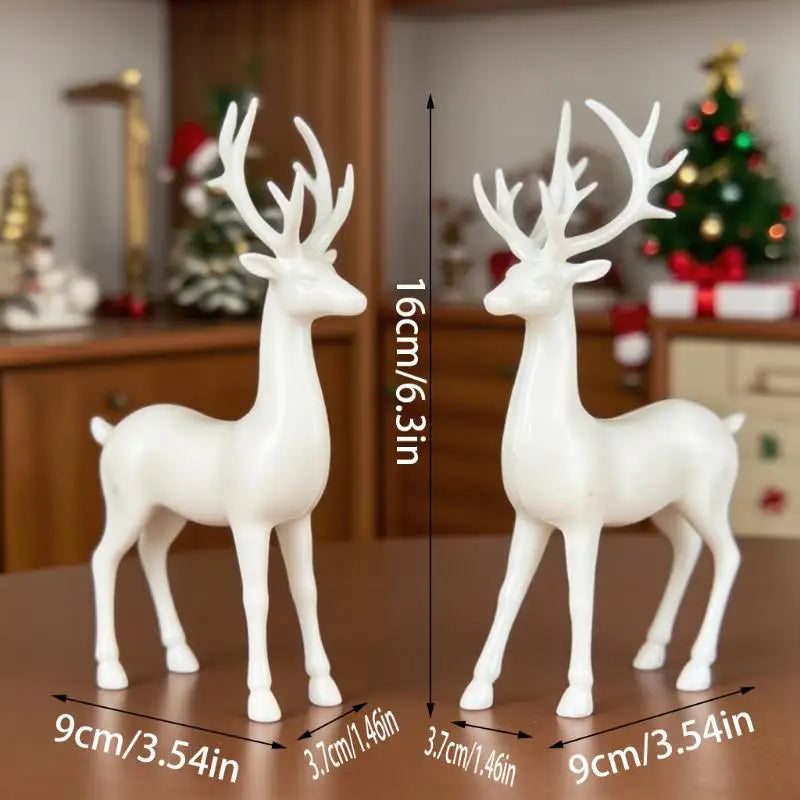 Rustic Table Ornaments Christmas Reindeer Decor For Home Indoor Xmas Holiday Small Statue Reindeer Christmas Decoration Qme