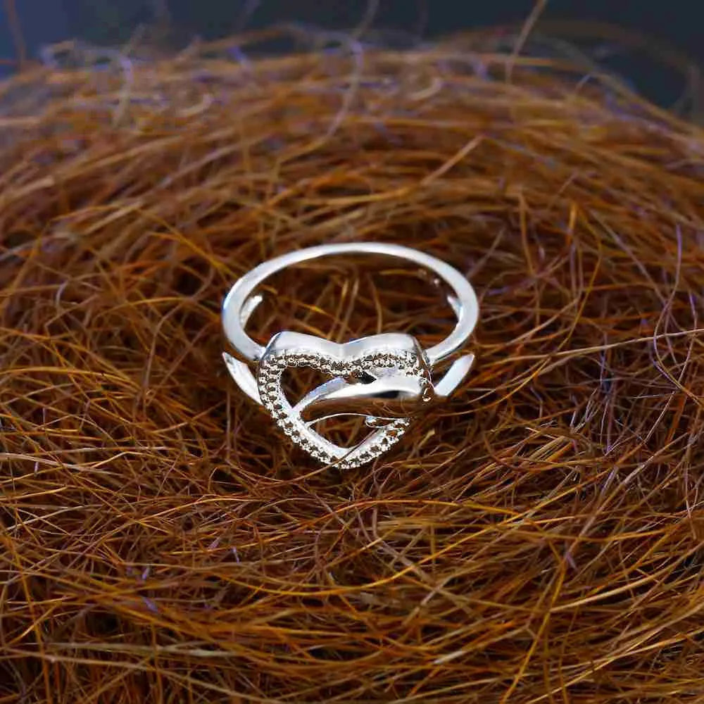 Dolphin Hollow Heart Low Key Exquisite Design Active Female Girl 100% 925 Sterling Silver Color Jewelry Accessories Rings Qme