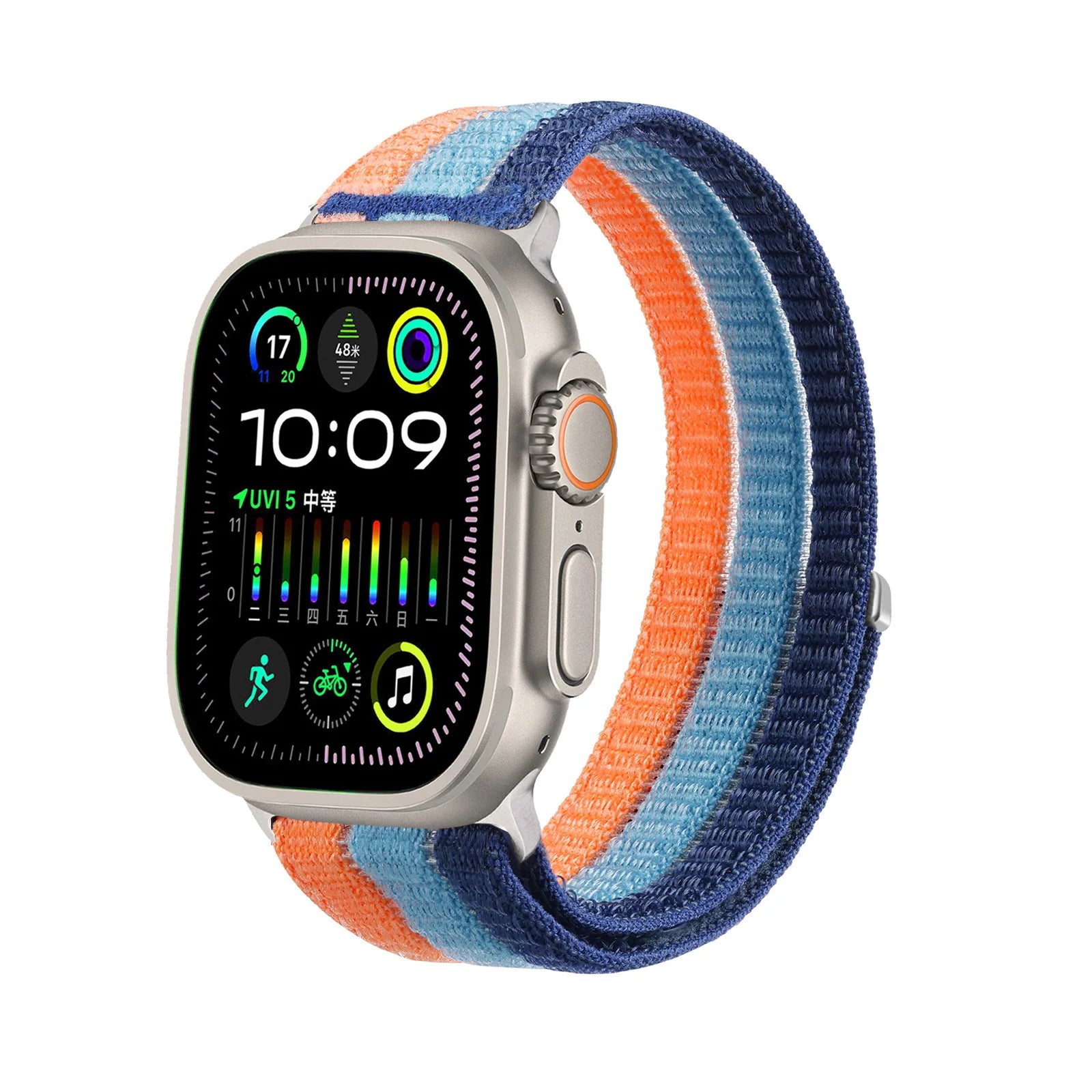 A Cloud Soft Breathable Nylon Loop Watch Strap for Apple Watch Series 10 9 8 S11 Lightweight Comfortable Replacement Wrist Band Qme Sa blue orange 42 44 45 46 49 S10 S
