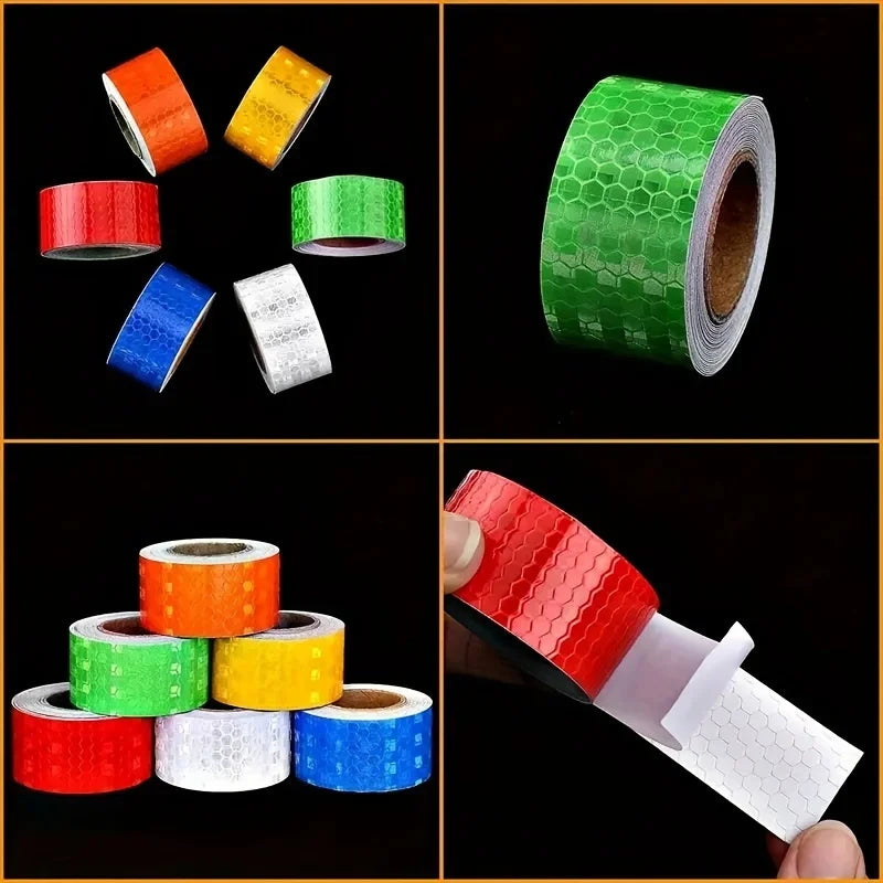5m Reflective Tape PVC Bicycle Wheels Reflect Fluorescent Sticker Bike Reflective Sticker Strip Tape For Cycling Warning Safety Qme
