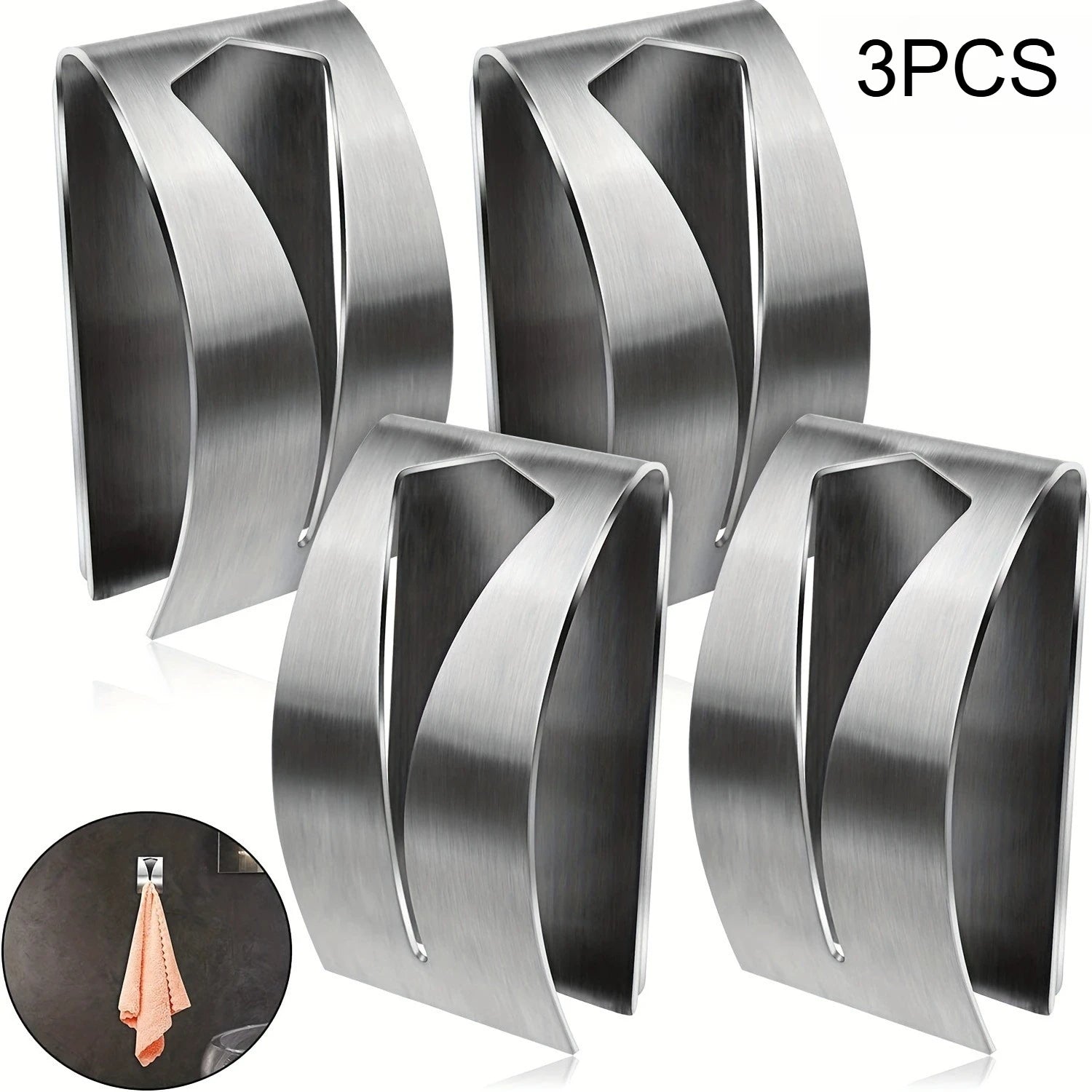 Stainless Steel Napkin Holder, Self-Adhesive Wall Mounted Tissue Dispenser for Kitchen Qme 3pcs