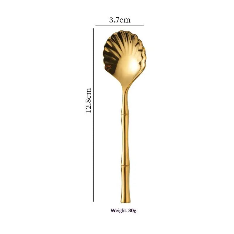 Dessert Stirring Spoon Stainless Steel Seashell Coffee Spoon Unique Design Teaspoon Elegant Afternoon Tea Present Qme A1