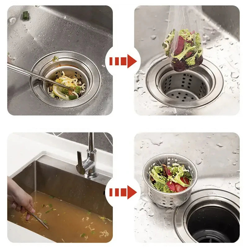 Count 100 Disposable Mesh Sink Strainer Bags Kitchen Drainage Garbage Qme