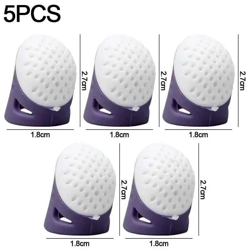 Silicone Anti-slip Sewing Thimbles Sewing Finger Tips Finger Cover Hollowed Protector Sleeve DIY Hand Cross-stitch Sewing Tools Qme 5PCS-Purple