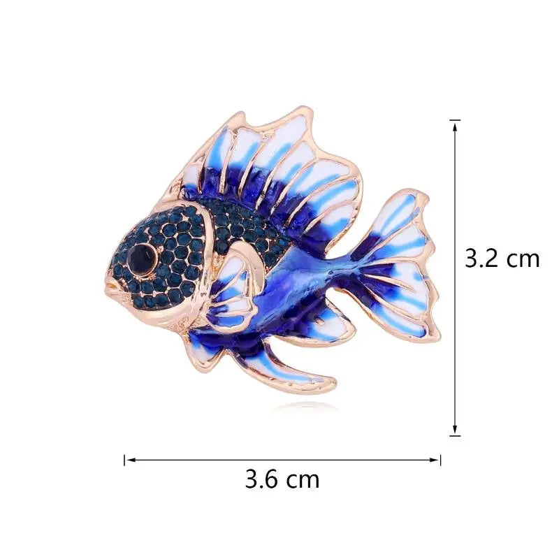 Trendy Rhinestone Fish Brooches - Unisex Animal Pin for Clothing & Party Jewelry - Sparkly Lapel Badge Gift for Women Qme