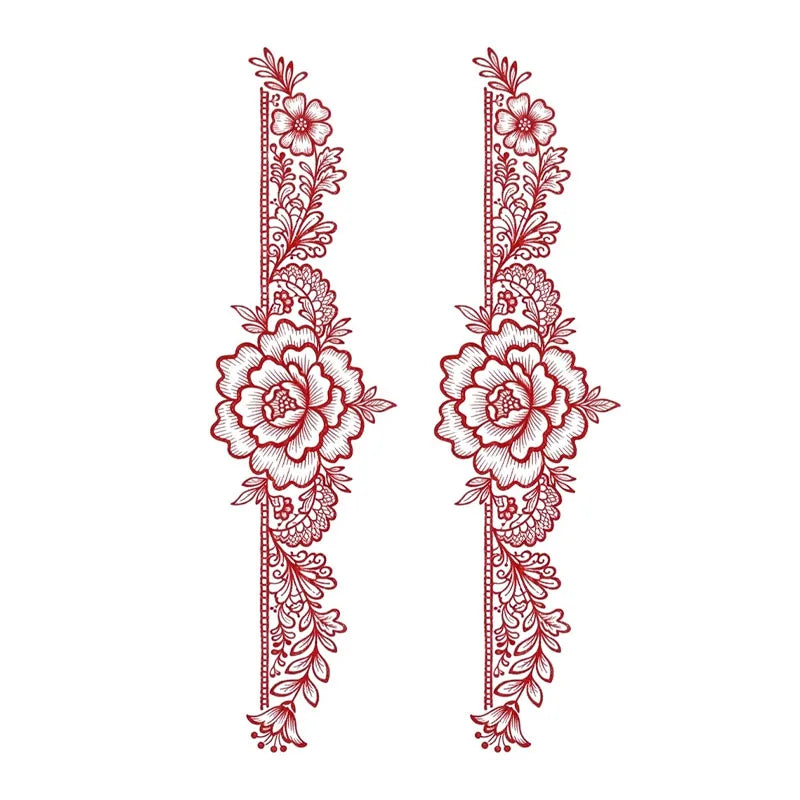 1P Red Rose Temporary Tattoo Bracelet Tattoo Sticker Waterproof Sweatproof Realistic Tattoo Hand-drawn Art Design Qme