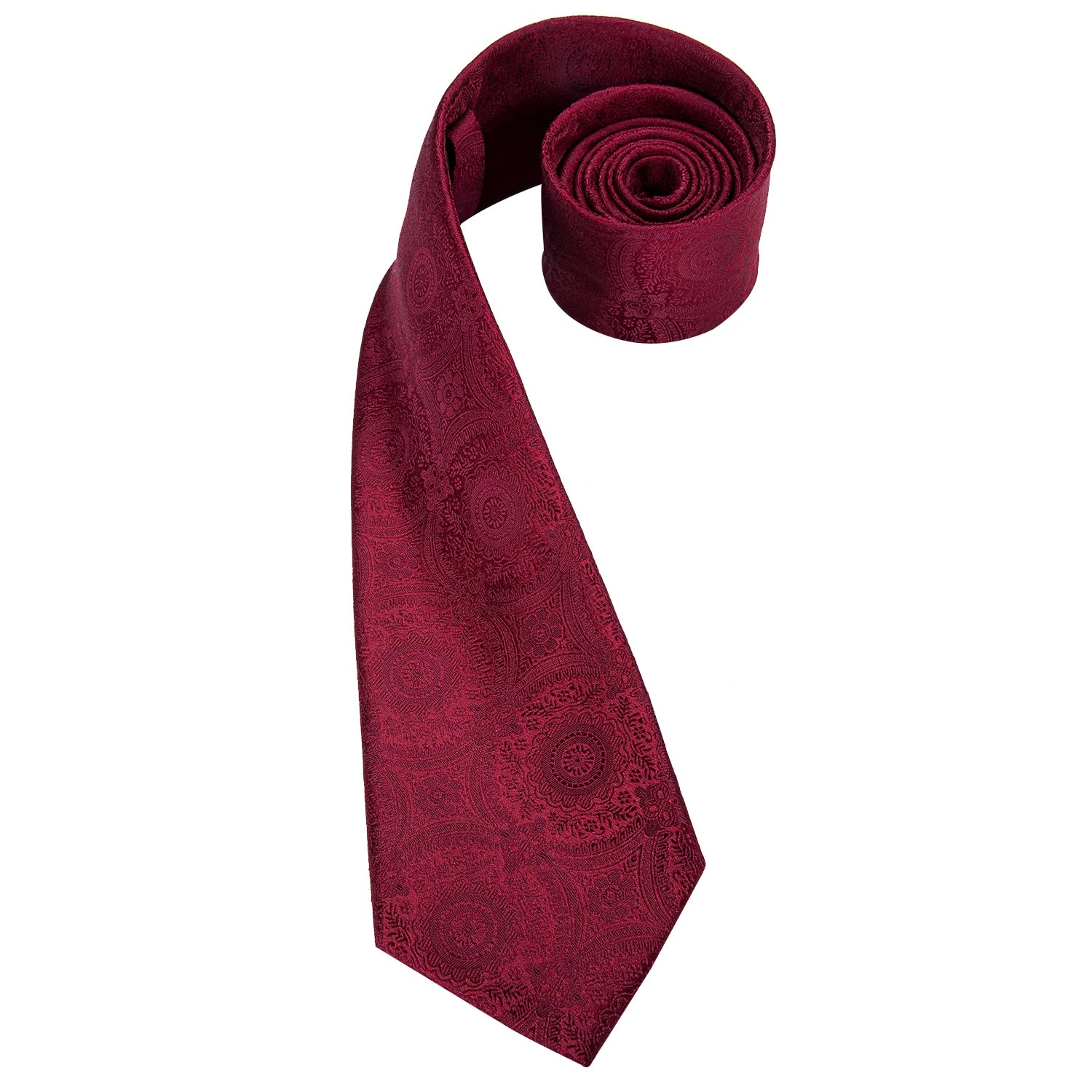 Mens Tie Red Wine Burgundy Paisley Wedding Floral Maroon Necktie Men Qme
