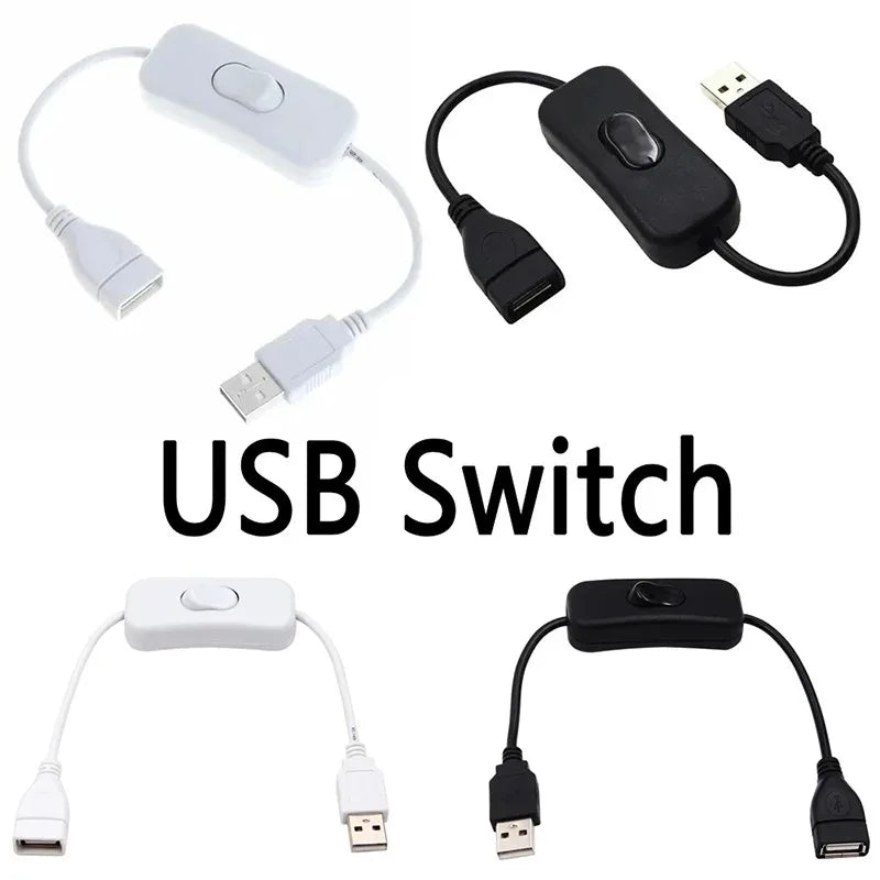 5pcs USB 2.0 Extension Cable Male to Female with On/Off Switch 2A Current for LED Strip Mini 501 Copper Cord Qme