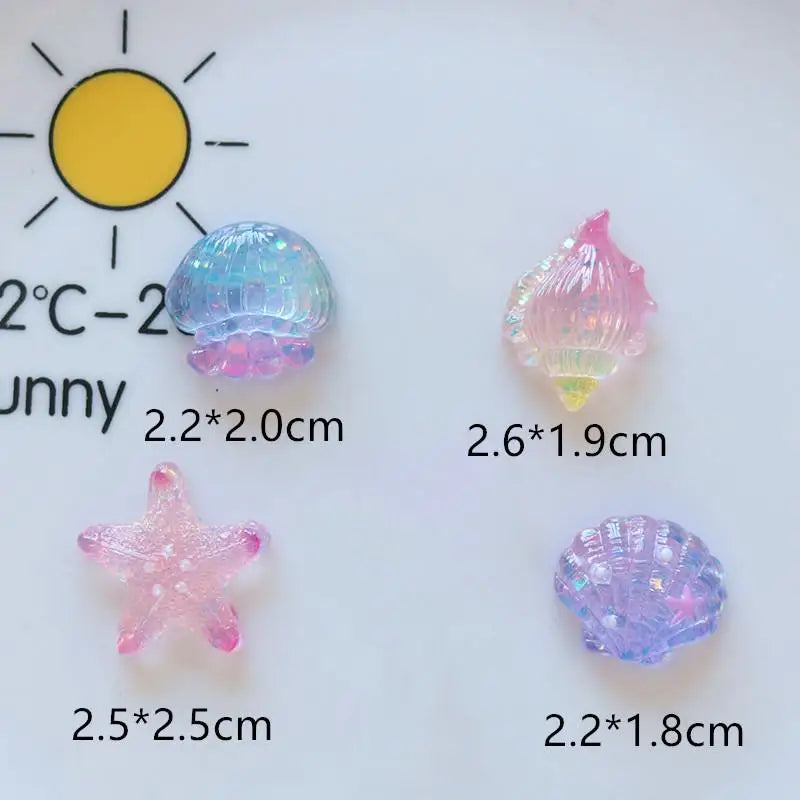 10pcs Mini Kawaii Cute Star Shell Flat Back Cabochons DIY Scrapbook Party Hairpin Accessories Home Decoration Craft Qme