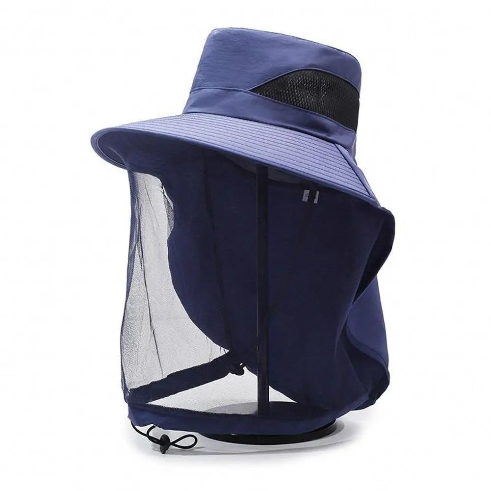 Mosquito Net Hat Fishing Sun Protection Outdoor Hiking Gardening Men Qme D