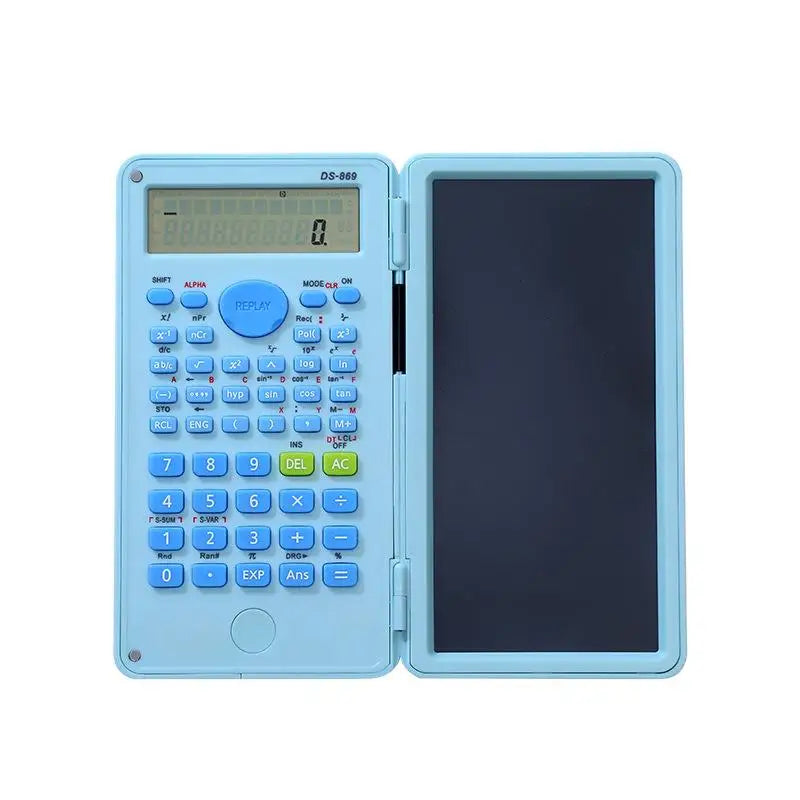 Scientific Calculator Foldable LCD Writing Tablet 12-Digit Clear Qme Blue