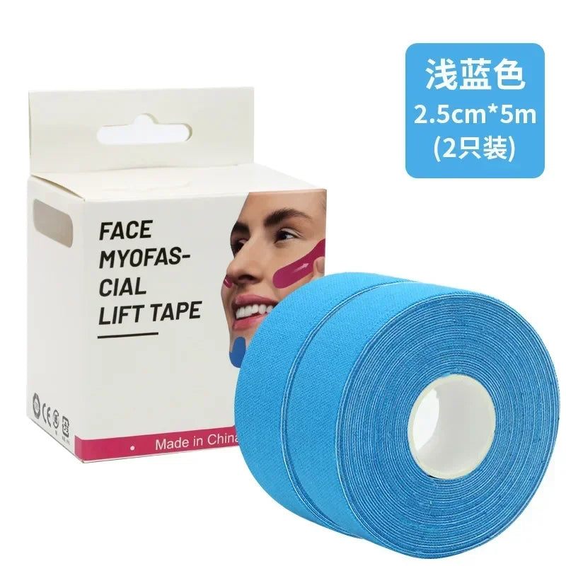 Kinesiology Tape Face V Line Neck Eyes Lifting Wrinkle Remover Qme 2Pcs Light Blue