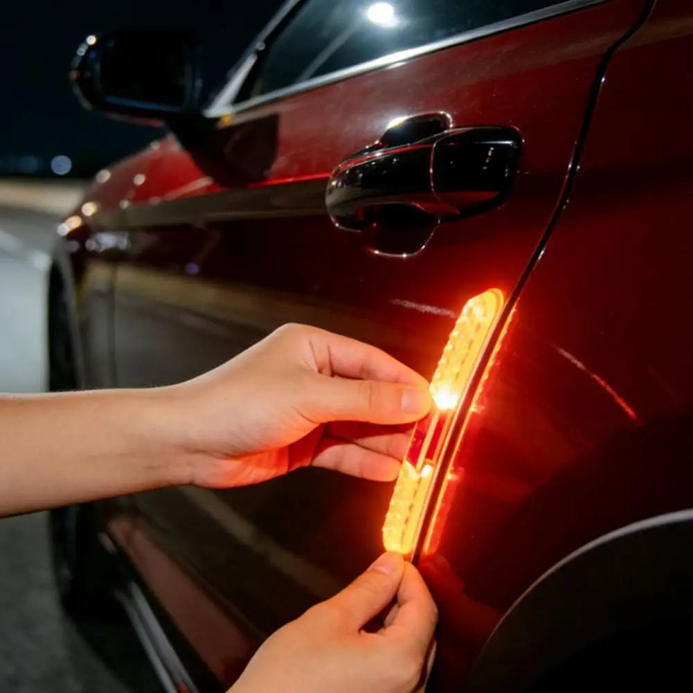 5-Color RGB Car Door Light Bar Solar Warning Charging Vibration Qme