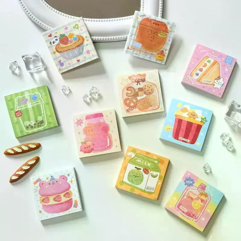 Cute Cartoon Food Series Memo Sticker Message Paper DIY Non Sticky Qme
