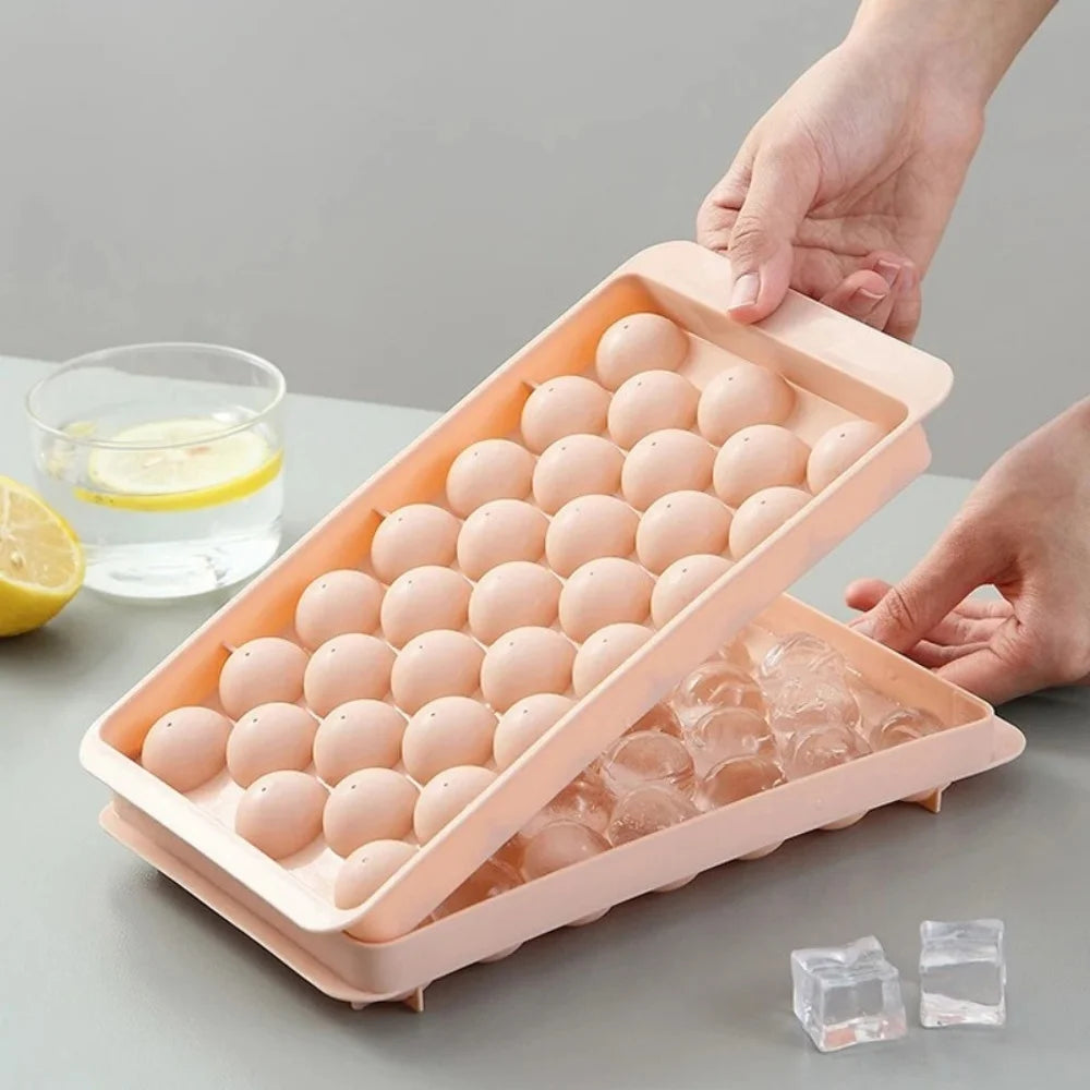 Round Ice Cube Mold Homemade Ice Cube Mold Freezer Ice Ball Maker Mold Ice Cube Maker Tool with Lid Kitchen Tools Accessories Qme
