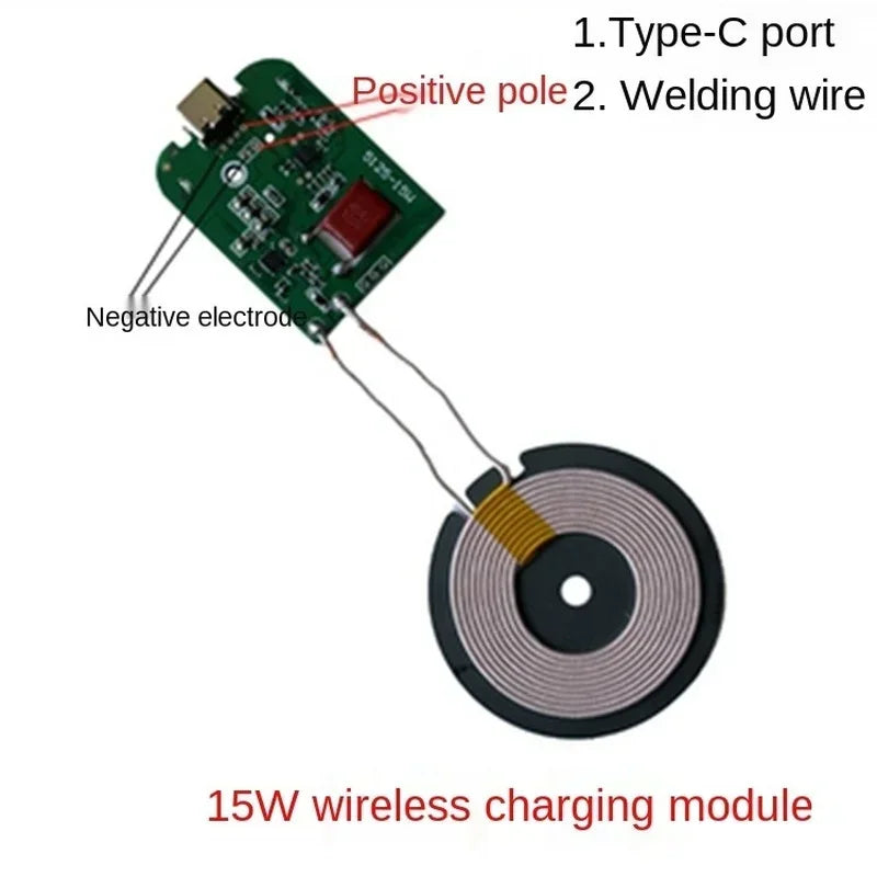 15W 5V 12V Wireless Charger Module Transmitter Circuit Board Type-C USB + Coil Qi Universal FOR Car Phone Battery Charging Qme
