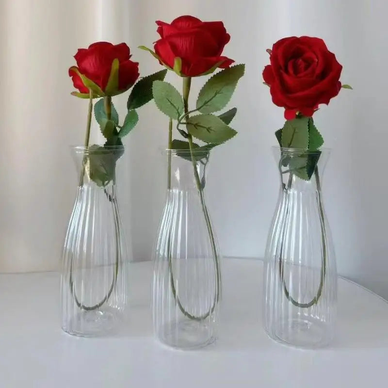 Nordic Transparent Plastic Vase Flower Arrangement Container Creative Hydroponic Plant Flower Vases Home Living Room Desk Decor Qme