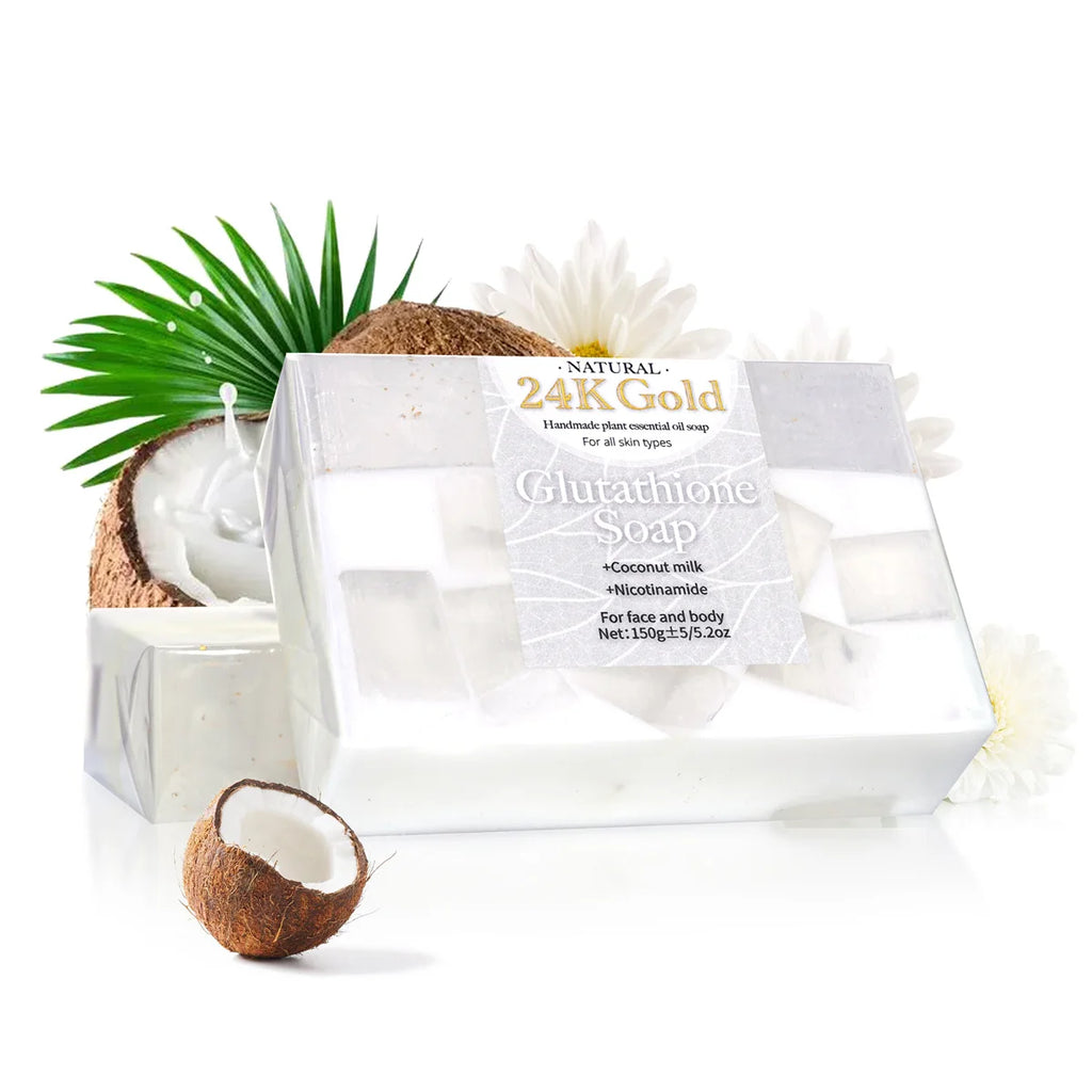 24K Gold Glutathione Coconut Essential Oil Soap Cleansing Bathing Qme glutathione