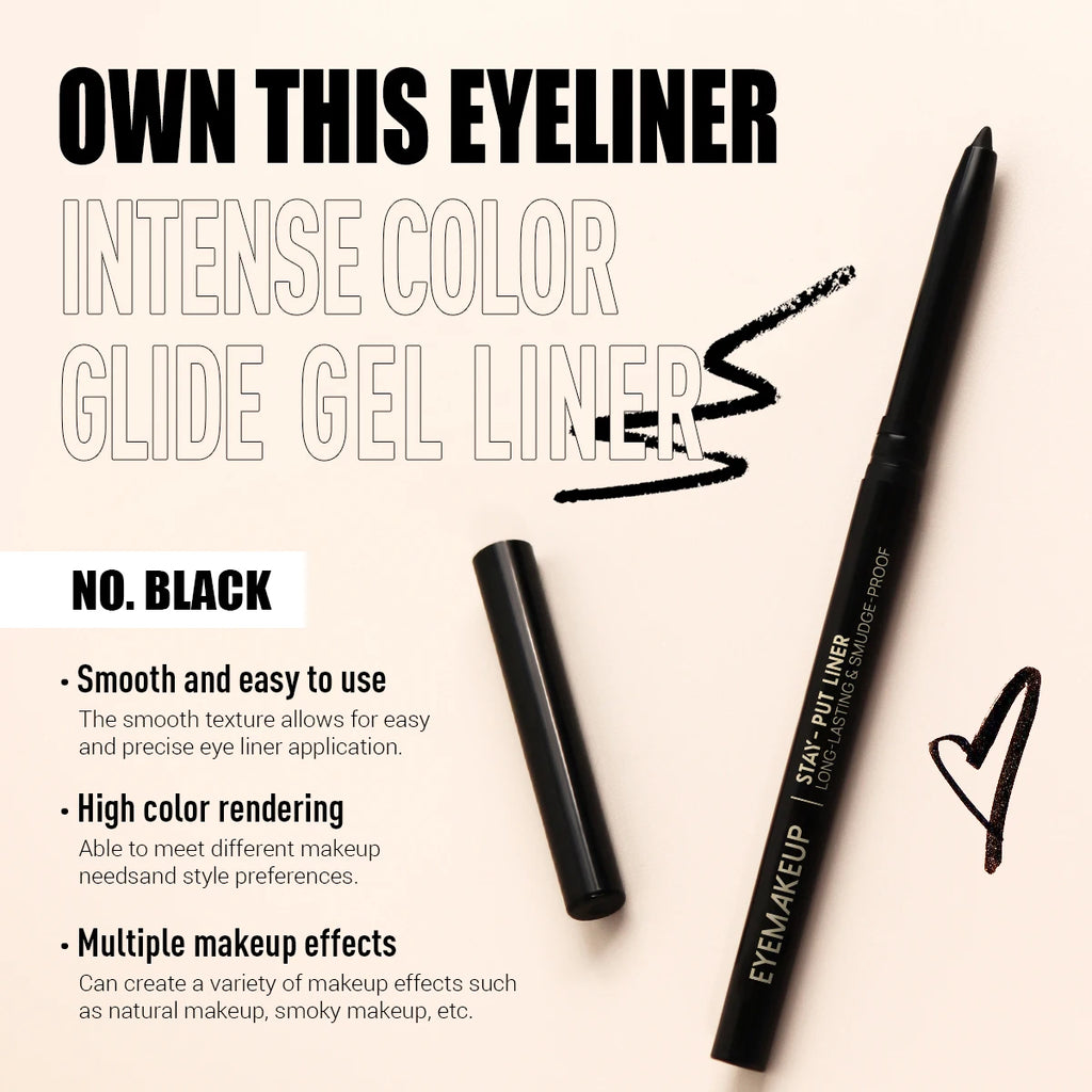 1 Pc Balck Eye Pencil, Natural Enlarge Your Eyes, Long-lasting, Create Perfect Eyeliner, for All Skin Types, Easy To Use Qme
