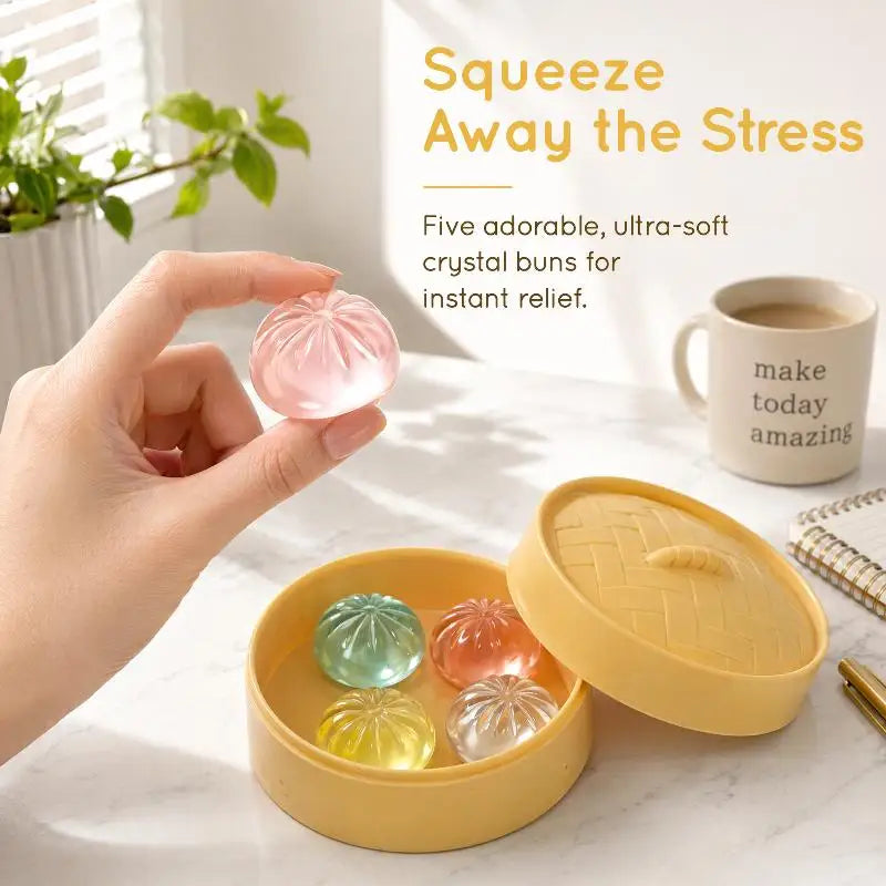 Mini Dumplings Steamer Bun Squeezable Toys Soft Stress Relief Crystal Qme Default Title