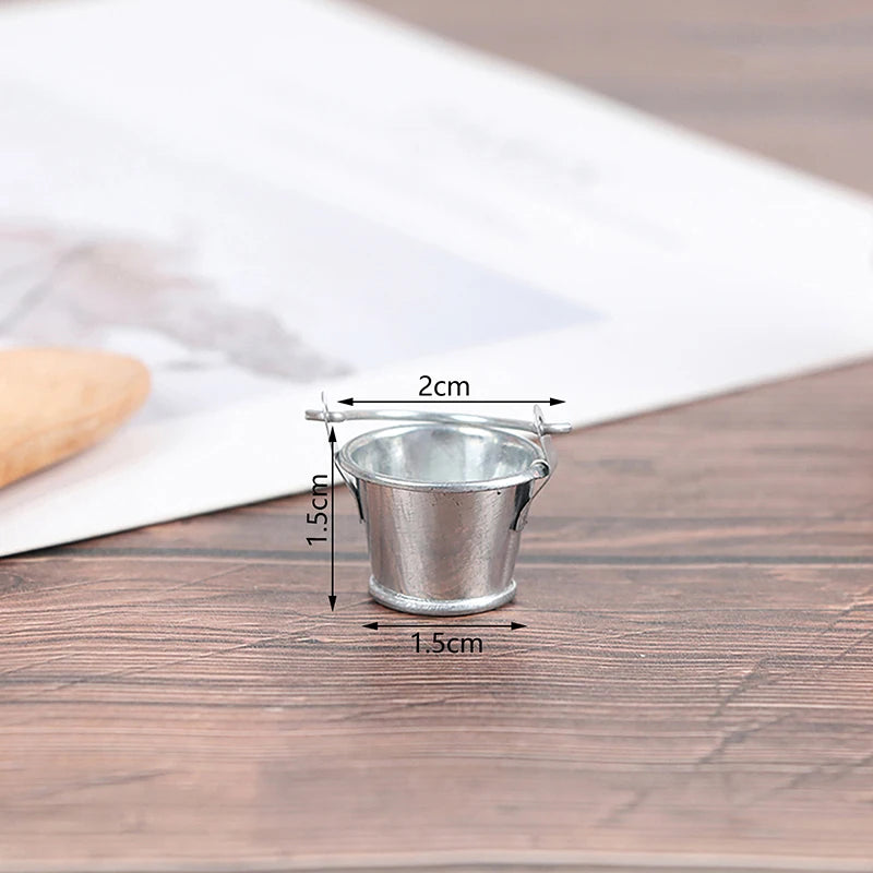 Dollhouse Mini Iron Bucket Miniature Model Decorations Ornaments Qme A1