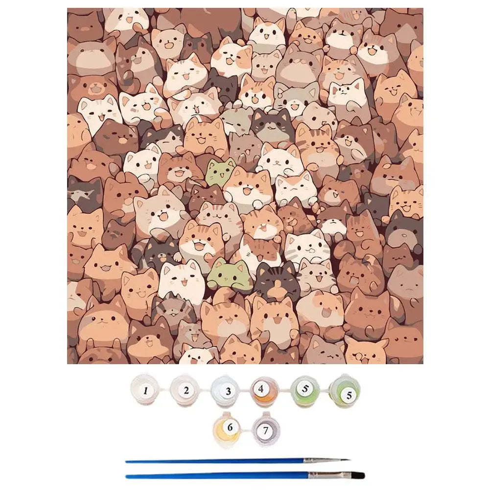 Creative Cute DIY Digital Oil Painting Cat Puppy Hand-painted Filled Oil Painting For Home Decoration Fill Oil Painting Qme